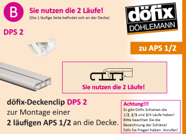 Deckenklips für Döfix Schienen - einfach Montage APS Schiene an der Decke